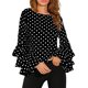 thumbnail image 1 of Blusa de manga larga con cuello redondo para mujer Camisa con volantes con estampado de puntos para niñas Monstrate FS10925-01, 1 of 7