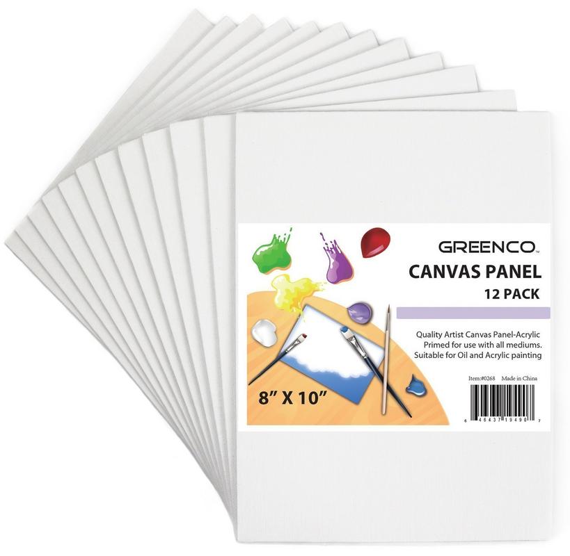 Greenco Professional Quality Canvas Panel 8 x 10 inch Pack of 12