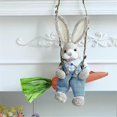 thumbnail image 2 of Easter Straw Bunny Figurine, Straw Rabbit on Carrot Swing, Bunny Statue Hanging Ornament for Easter Holiday Home Decor B, 2 of 5