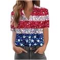 thumbnail image 5 of Fewfanhot Women Clothing American Flag Shirt 4th of July Tops USA Hawaii Floral Button Down Shirts, 5 of 6