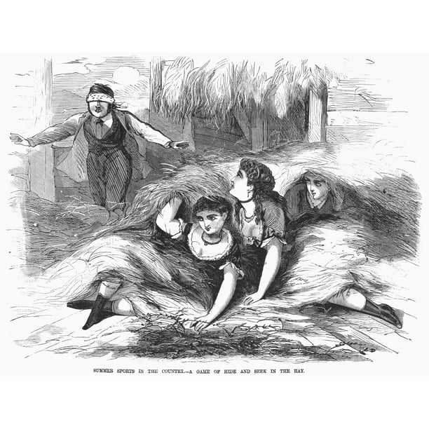 Games Hide And Seek 17 Na Game Of Hide And Seek In The Hay Wood Engraving American 17 Rolled Canvas Art 24 X 36 Walmart Com Walmart Com