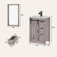 thumbnail image 7 of Blotout 24" Bathroom Vanity with Sink & Faucet & Mirror, Farmhouse Bathroom Vanity Cabinet Set with Sliding Barn Door & 3 Drawers, Freestanding Single Bath Storage Vanity Ceramic Sink, Grey, 7 of 7