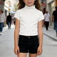 thumbnail image 2 of Kcolen Girl's Cap Sleeve Shirts Soft Turtle Neck T-Shirts Basic Casual Tunic Tops Solid Cute Stretchy Summer Tees, 2 of 5
