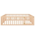 thumbnail image 6 of Wood Floor Bed with Fence and Door for Adults, Queen, Natural, 6 of 10
