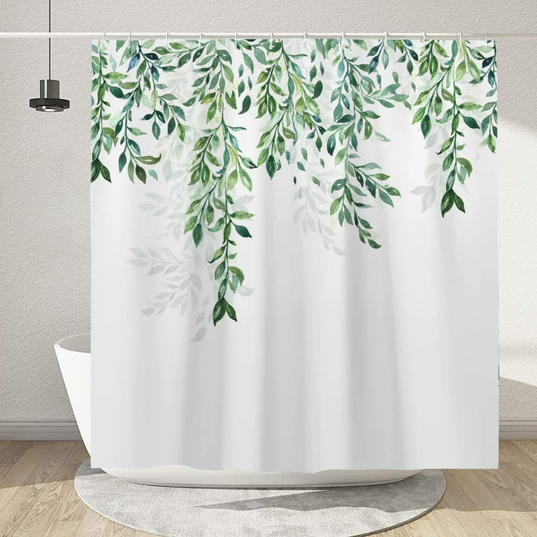Typruye Green Plant Shower Curtain Waterproof Cloth Plant Leaf Fabric Leafs  Shower Curtains for Bathroom Succulent Botanical Bathroom Decor 72 x