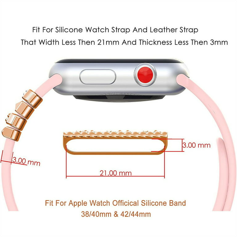 1 Set Metal Decorative Ring Loops for Apple Watch Series 7 / 6 /5/4/3/2/1  Bands Silicone Strap , Diamond Ornament Watchband Accessories for iWatch  Bands 45mm 41mm 44mm 40mm 42mm 38mm Bracelet 