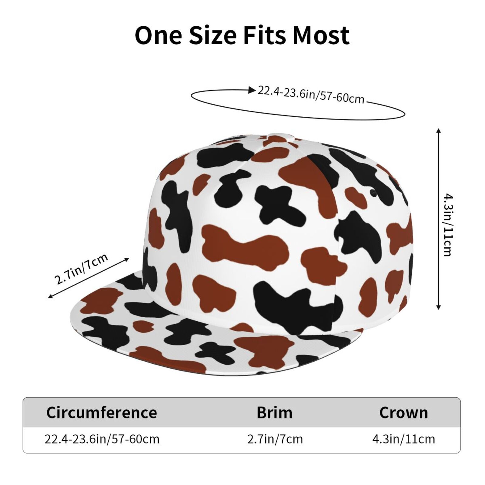 Vintage Year Milk Cow Adjustable Snapback Baseball Cap – Black & White, 100% Cotton