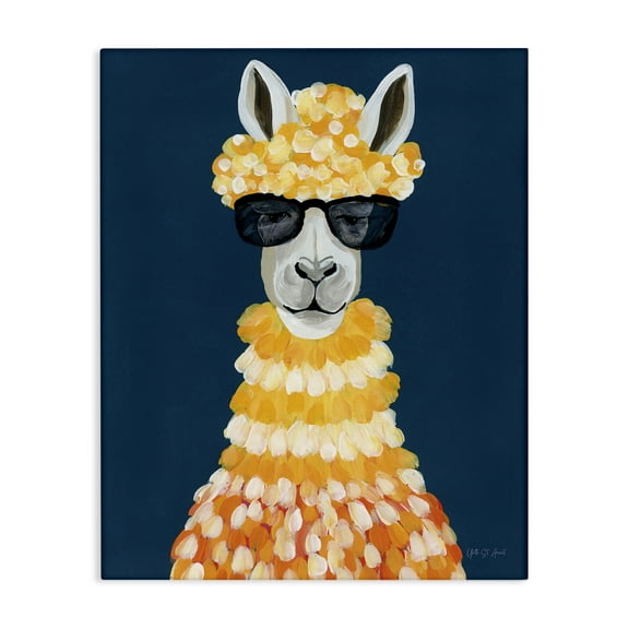 Stupell Industries Fashionista Alpaca Portrait Animals Painting Wrapped Canvas Art Print Wall Art, 16 x 20