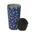 thumbnail image 2 of Uemuo Skull daisy Gradient Print Carry Insulated Coffee Mug, Travel Mug with Hidden Handle, Insulated Coffee Flask, Leak-proof Travel Mug Insulated Mug for Office, 2 of 8