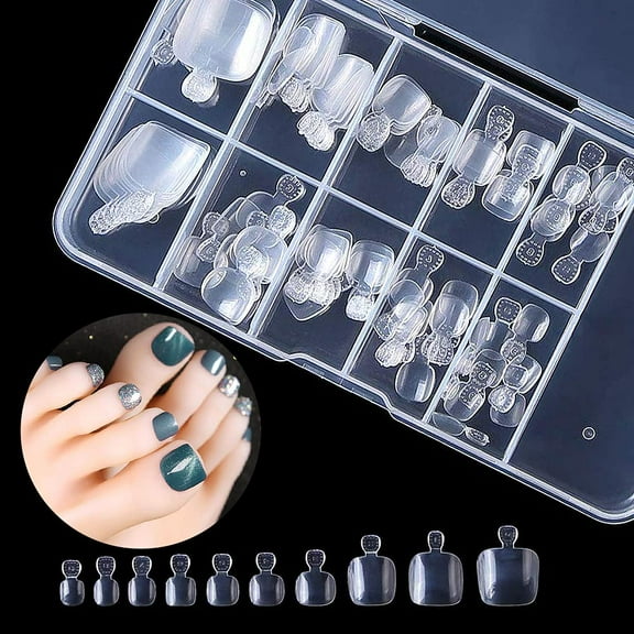 Eco-Friendly Press On Nail Adhesive Tabs, Customizable Soft Gel Tips For Toe Nails And Fingers, Beginner-Friendly Nail Art Essentials Clear Acrylic 10 Different Sizes 10Pcs Each