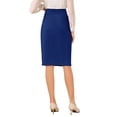 thumbnail image 3 of INSPIRE CHIC Women's Wear to Work Pencil Skirt Elastic High Waist Ruched Bodycon Midi Skirts M Royal Blue, 3 of 5
