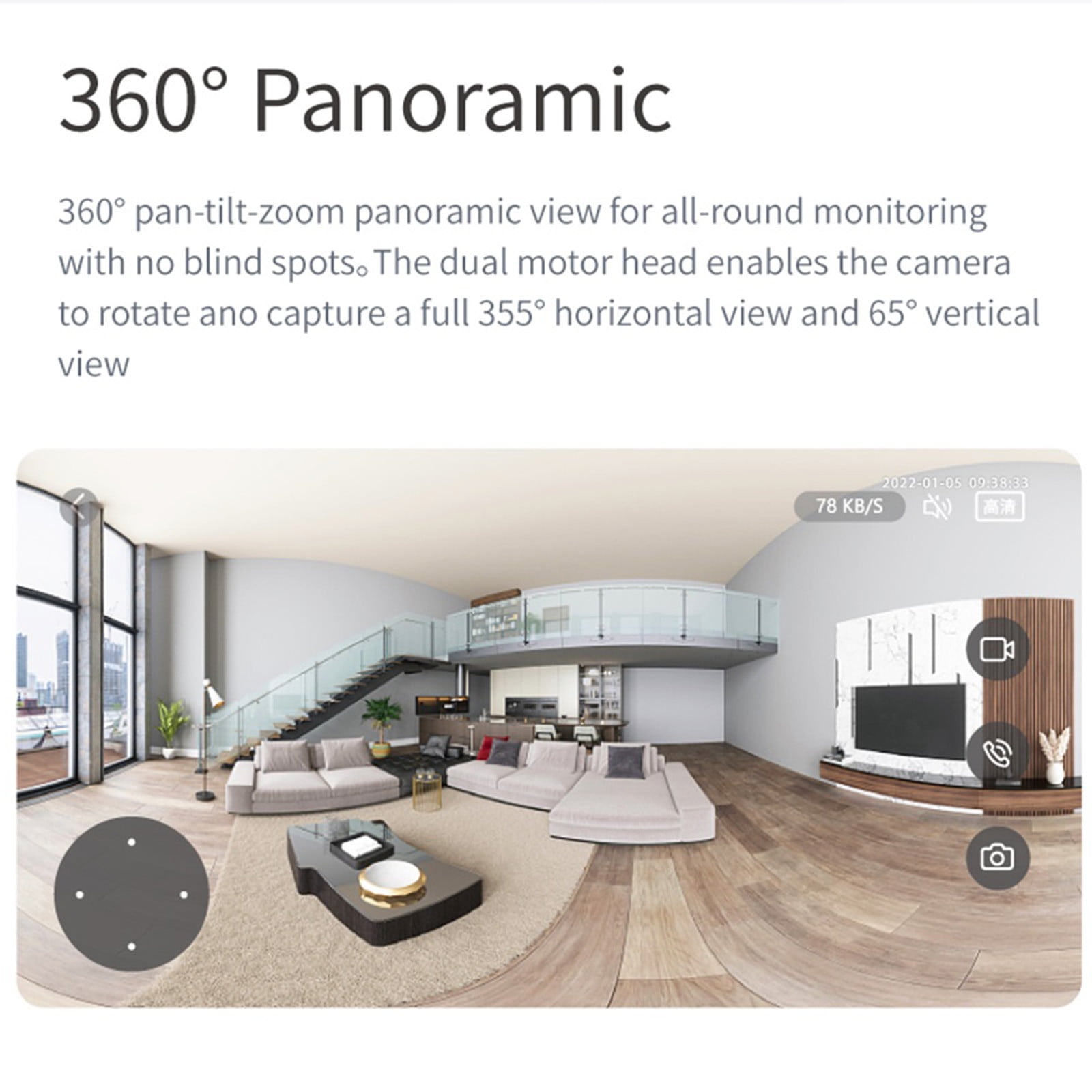 Indoor Security Camera, 1080P Pan/Tilt Camera for Home Security, Motion Detection with Phone Alerts, Two-Way Audio, Night Vision, Smart Wifi Camera for Baby or Pet Monitor