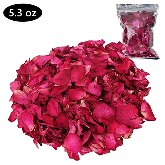 Hengbo 5.3 oz Dried Rose Petal Natural Real Red Rose Dried Roseleaf Petals for Wedding Decoration Bath Foot Bath Wedding Confetti Crafts Accessories