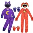 thumbnail image 2 of Disfraz de cosplay de S-Smiling C-Critters, gato morado sonriente, mono con máscara de oso para el día de los perros, conjunto de pijama para niños y niñas, disfraz de Halloween, 2 of 5