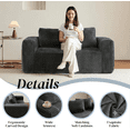 thumbnail image 3 of VEPXXP 63" Corduroy Boneless Cloud Loveseat Sofa, Memory Foam 2-Seater Couch in a Box, Rolled Arms Pillow Back No Assembly Small Sofa for Living Room, Bedroom, Apartment, Grey, 3 of 9