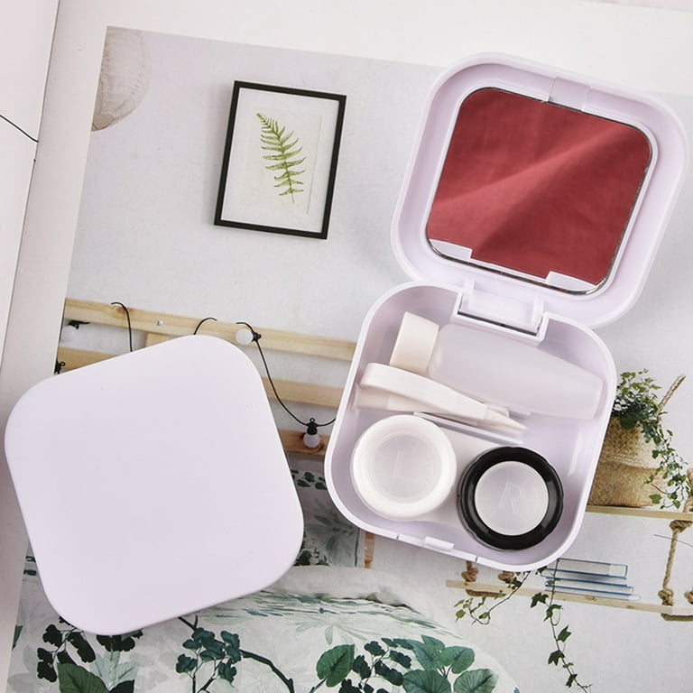 2 Pack Heart Shaped Contact Lens Case Kit - Includes Mirror, Tweezers, Remover, Solution Bottle, Travel Size