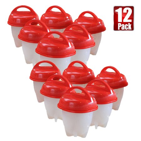 12 Pieces Egg Cooker Hard & Soft Maker Egg Cooking Cups No Shell Non Stick Silicone Poacher Boiled Steamer Egg Mould Breakfast Cooking (Best Time To Cook Soft Boiled Eggs)