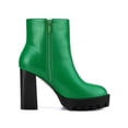 thumbnail image 3 of BLISSFUL STEP Women's Round Toe Side Zip Block Heels Ankle Boots Green (Size 6.5), 3 of 6