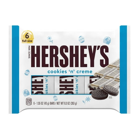 HERSHEY'S, COOKIES 'N' CREME Treats, Easter Candy, 1.55 oz, Bars (6 Count)