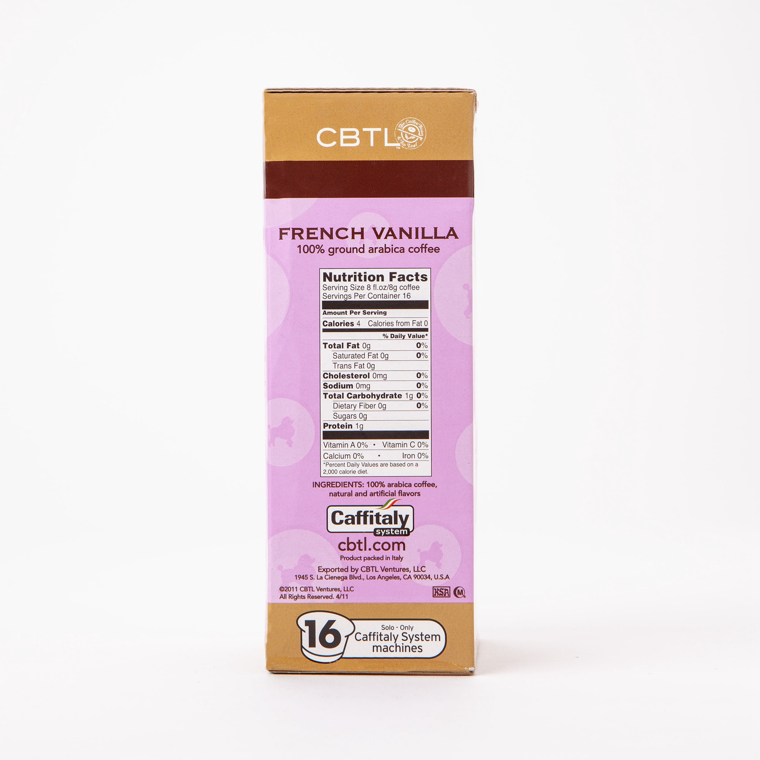 The Coffee Bean & Tea Leaf French Vanilla Medium Roast Single Serve Flavored Coffee for CBTL Single Serve Systems, 1 Box of 16 Capsules