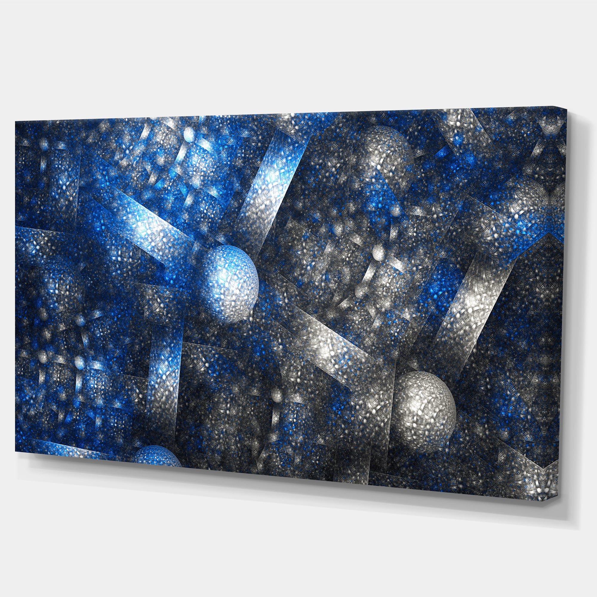 Designart 'Crystal Cell Dark Blue Steel Texture ' Abstract Wall Art Canvas