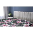 thumbnail image 5 of Ambesonne Lily Flowers Fitted Sheet, Watercolor Leafy Bloom, Queen Size, Magenta Jade Green, 5 of 5
