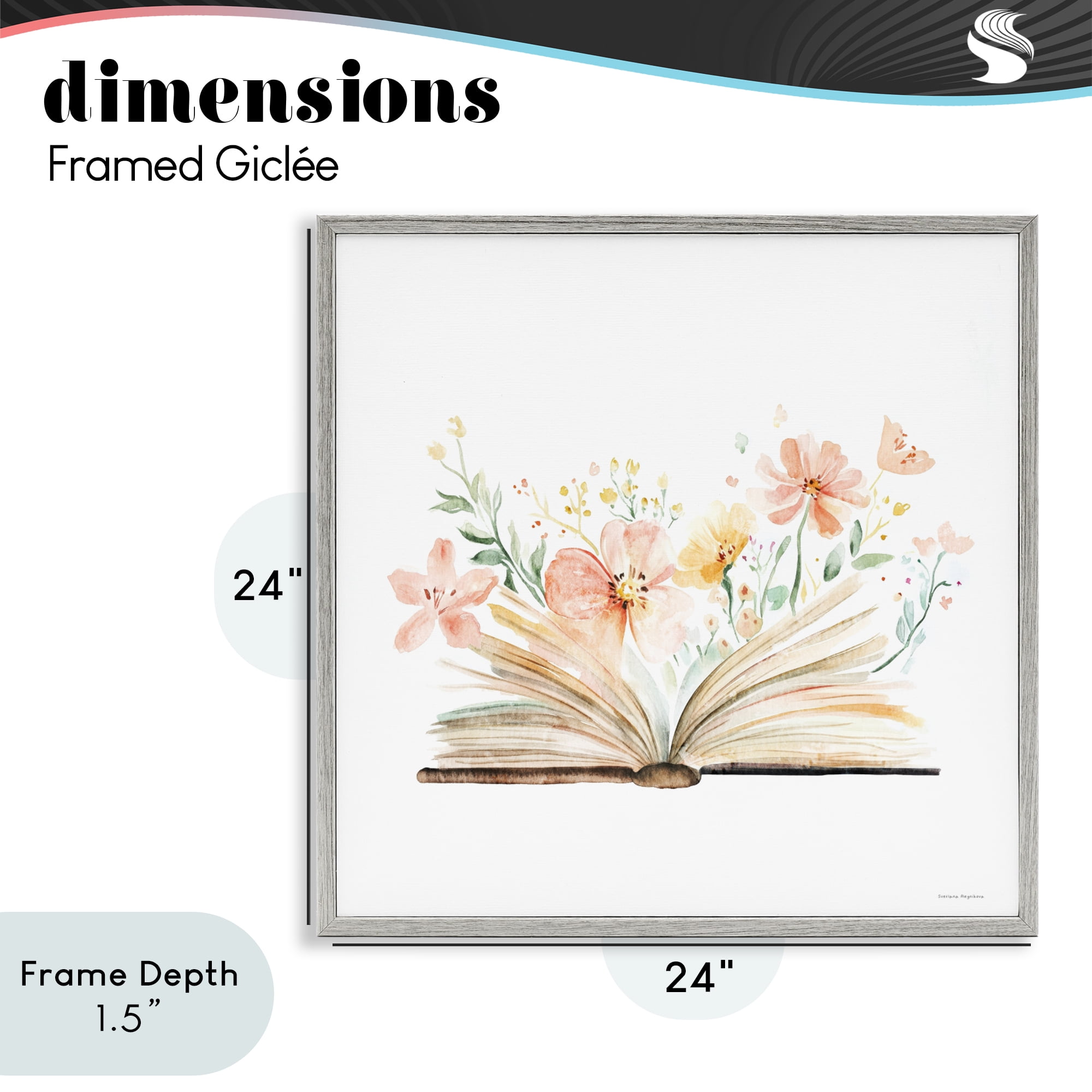 Stupell Industries Floral Flourishing Words Gray Framed Giclee Art, design by Svetlana Aleynikova