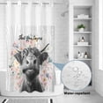 thumbnail image 2 of No Hook Shower Curtain, Black Cow Floral Shower Curtains for Bathroom with See Through Top Window, Grey Wooden Farmhouse Animals Waterproof & Washable Bath Curtain Stand Up Stall 36"x72", 2 of 9