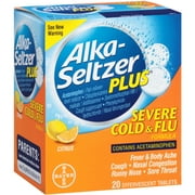 Alka Seltzer Severe Cough & Flu Effervescent, Citrus Flavor, 20 CT (Pack of 6)