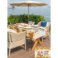 thumbnail image 4 of Outdoor Tablecloth with Umbrella Hole and Zipper, Orange Fall Rectangle Table Cloth 60x102 Inch Waterproof Tablecloth, Thanksgiving Gnomes Maple Leaf Sunflower Rustic Picnic Table Cover for Patio, 4 of 7
