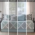 thumbnail image 3 of JERFIT Reversible Twin Daybed Cover Set 6-Piece, Aqua Grey Botanical Quilted Bedding Set with Shams & Bed Skirt, 3 of 8