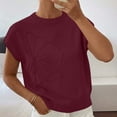 thumbnail image 6 of AnuYalue Womens Short Sleeve Sweater Trendy Floral Pullover Sweaters Summer Casual Crewneck Lightweight Knit Tops, 6 of 9