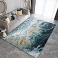 thumbnail image 3 of Gray Green Marble Area Rugs, Retro Abstract Curved Wavy Lines Doodle Area Carpet, Bedroom Rug Soft and Comfortable Easy Cleaning Apply to Entryway Hallway Bedroom Living Room 5x8ft, 3 of 6