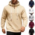 thumbnail image 4 of Mens Fleece Quarter Zip Pullover Hoodies for Men Long Sleeve Casual Hoodies Drawstring Fashion Sweatshirt, 4 of 9