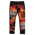 thumbnail image 5 of GFTD LA Los Angeles Men's Chrome Fur Skinny Fit Painted Fire Skull Distressed Jeans (30, Black), 5 of 6
