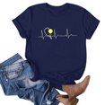thumbnail image 1 of Pntutb Hauts Courts pour Femmes Liquidation Mode pour Femmes Imprimé Manches Courtes Blouse Ample Drôle Col Rond T-Shirt Hauts, 1 of 3