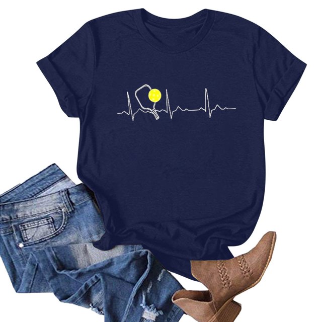 Pntutb Hauts Courts pour Femmes Liquidation Mode pour Femmes Imprimé Manches Courtes Blouse Ample Drôle Col Rond T-Shirt Hauts