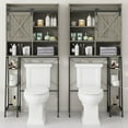 thumbnail image 4 of Over The Toilet Storage Cabinet, Farmhouse Storage Cabinet Over Toilet with Sliding Barn Door,Home Space-Saving Toilet Rack, for Bathroom, Restroom, Laundry, Grey, 4 of 7