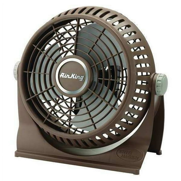 1Pack AirKing 9525 9" Table & Floor Fan, Non-Oscillating, 2 Speeds, 120VAC, Brown