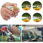 OGEDNAC Garden Hose Nozzle, Heavy Duty Metal Sprayer Nozzle, High Pressure Water Nozzle with 4 Spraying Modes for Watering Plants, Car Washing, and Pet Showering, Gold