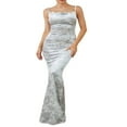 thumbnail image 2 of Femmes Robe Longue Bodycon Fleur Motif Cami Robe de Cou, 2 of 9