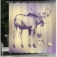 thumbnail image 4 of Ambesonne Moose Shower Curtain, Hipster Deer with Camera, 69"Wx70"L, Purple Beige, 4 of 5