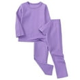 thumbnail image 2 of ATOGUTA Boys Long Johns Thermal Underwear Set 2PC Crewneck Tops and Bottom Toddler Kids Pajamas Fleece Jammies Size 9M-9, Purple, 2 of 6