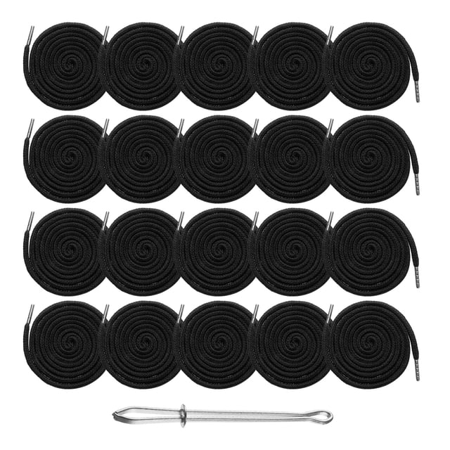 Uxcell 20pcs Cordones de Sudadera 51" Cordón de Reemplazo Herramienta de Costura con Enhebrador Fácil para Sudaderas Pantalones de Chándal Chaquetas Pantalones Gorras Abrigos Bolsas, Negro
