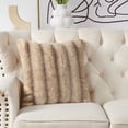 thumbnail image 2 of Home Soft Things Thick Stripe Faux Fur Pillow Covers, 1 piece, 20"x20", Brown, 2 of 8