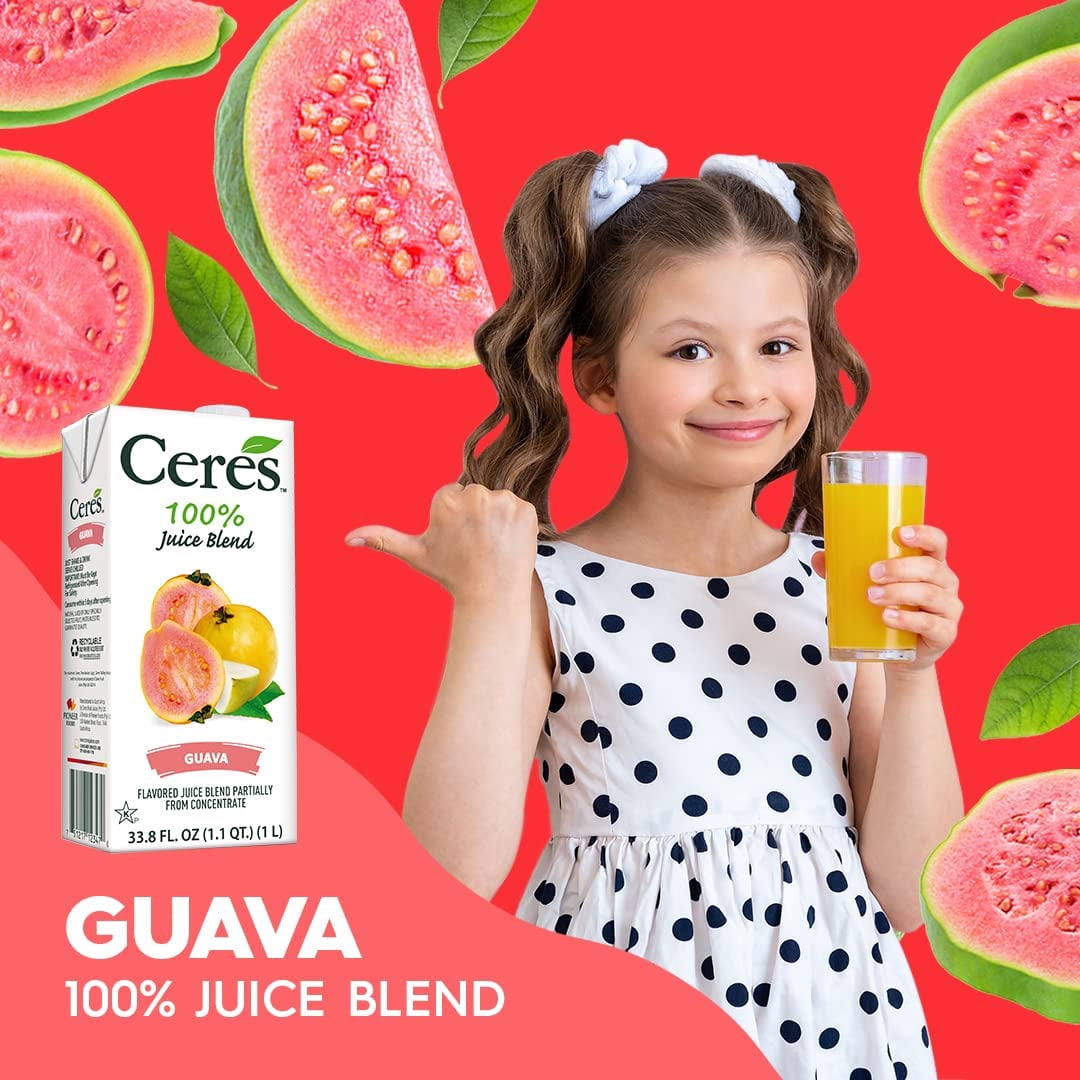 Pack of 12, Ceres 100% Guava Juice Blend, 33.8 fl oz