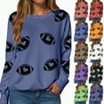 thumbnail image 5 of Towmus Women’s Football Print Graphic Sweatshirt Crewneck Long Sleeve Pullover Tops Oversized Game day Sweatshirts, 5 of 6