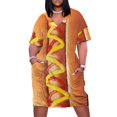 thumbnail image 2 of Vestido holgado con bolsillos y estampado de perritos calientes, ideal para bodas, fiestas y verano, 2025, 2 of 7