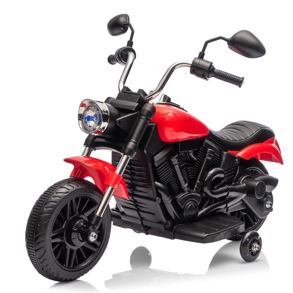 Electric Motorcycle for Kids 12V Bike Ride on Toy Battery Powered Motorbike Off-Road Motocross Kid Motorized Vehicles w/ 2 Speeds, 35W Dual Motors, Training Wheels,Reverse, Headlight, Horn & Music