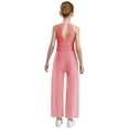 thumbnail image 2 of TTAO One Piece Rompers Overall for Girls Rhinestones Dance Bodysuit Disco Party Wide Leg Pants Playsuit Pink 12, 2 of 5